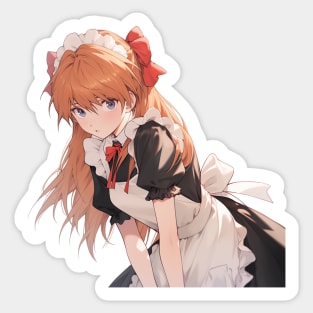 Asuka Langley Soryu Neon Genesis Evangelion Maid Dress Sticker